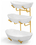 3 Tier Ceramic Fruit Bowl with Stand N6007