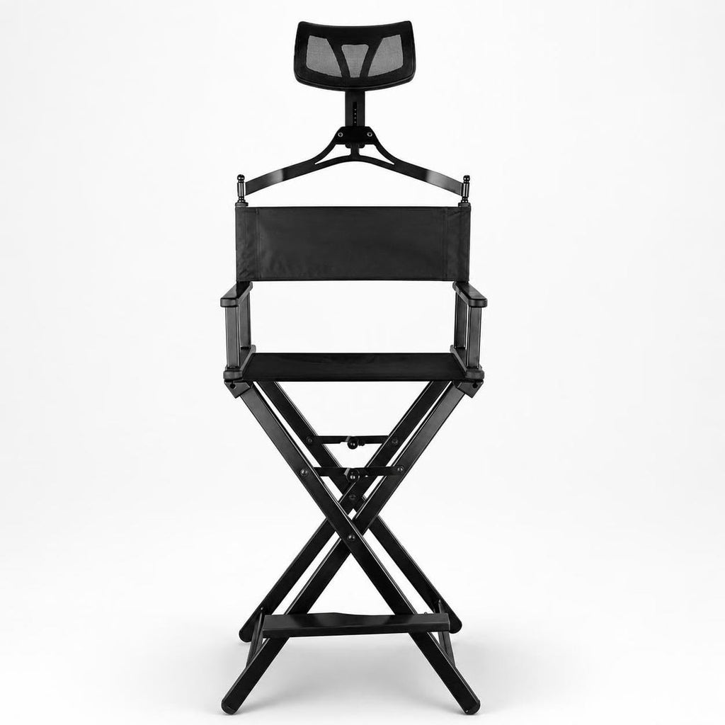 Aluminum Folding Director Chair with Headrest, Adjustable Height, Side Tray and Phone Holder G1515