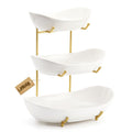 3 Tier Ceramic Fruit Bowl with Golden Metal Stand L677