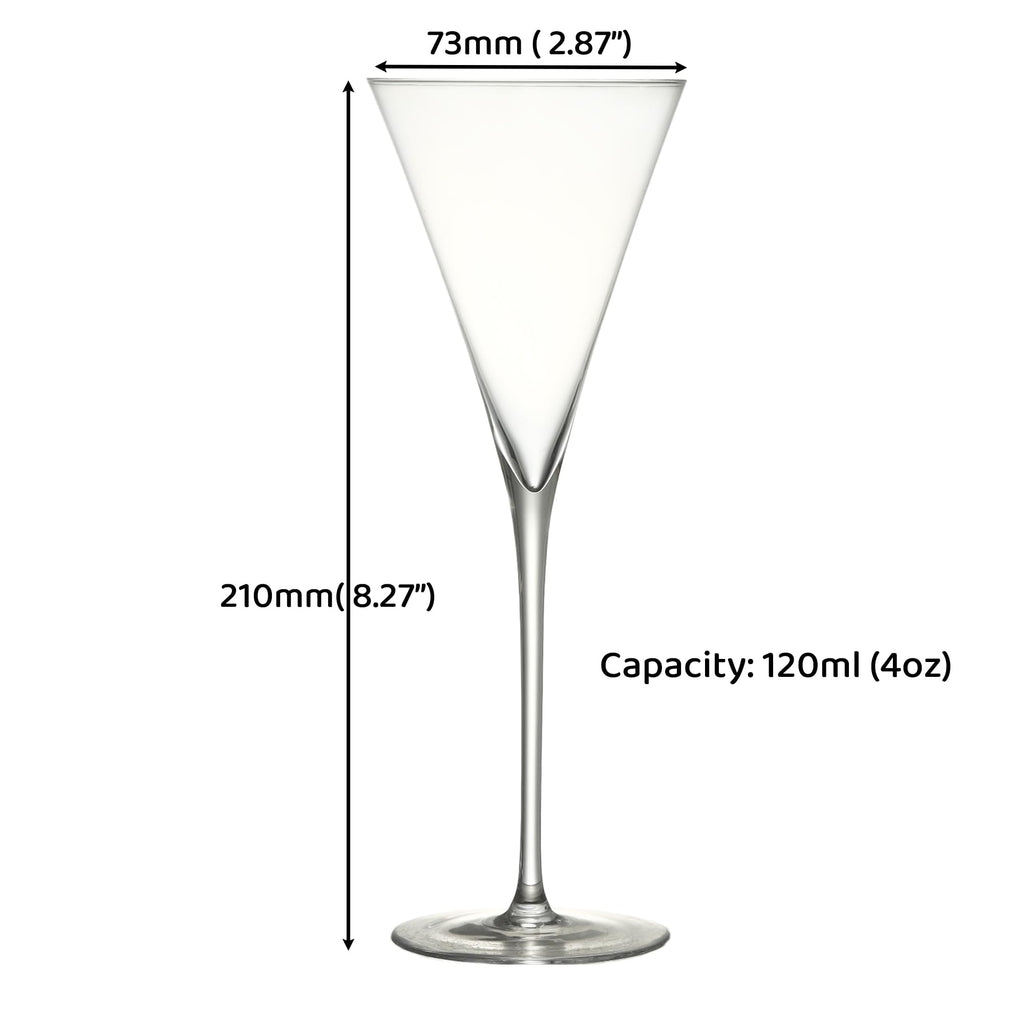 Clear Hand Blown 4 oz Martini Glasses Set of 6 D39903