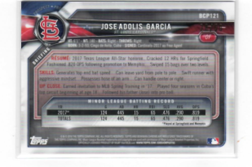2018 Bowman Mega Box Chrome Gold #BCP121 Jose Adolis Garcia St. Louis Cardinals /50 NM-MT MLB Baseball M602