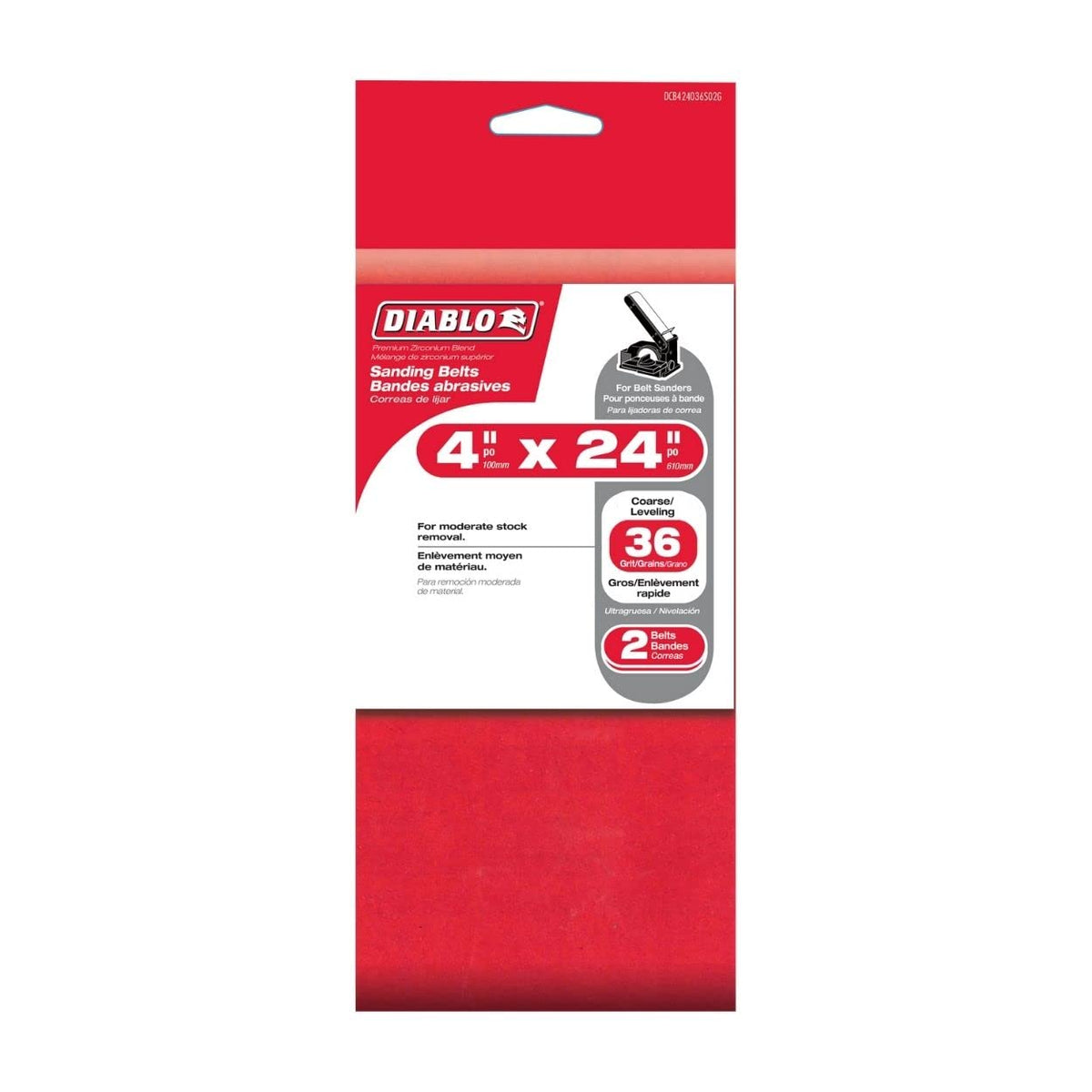 4" x 24" 36-Grit Zirconium Sanding Belt 2-Pack T387667