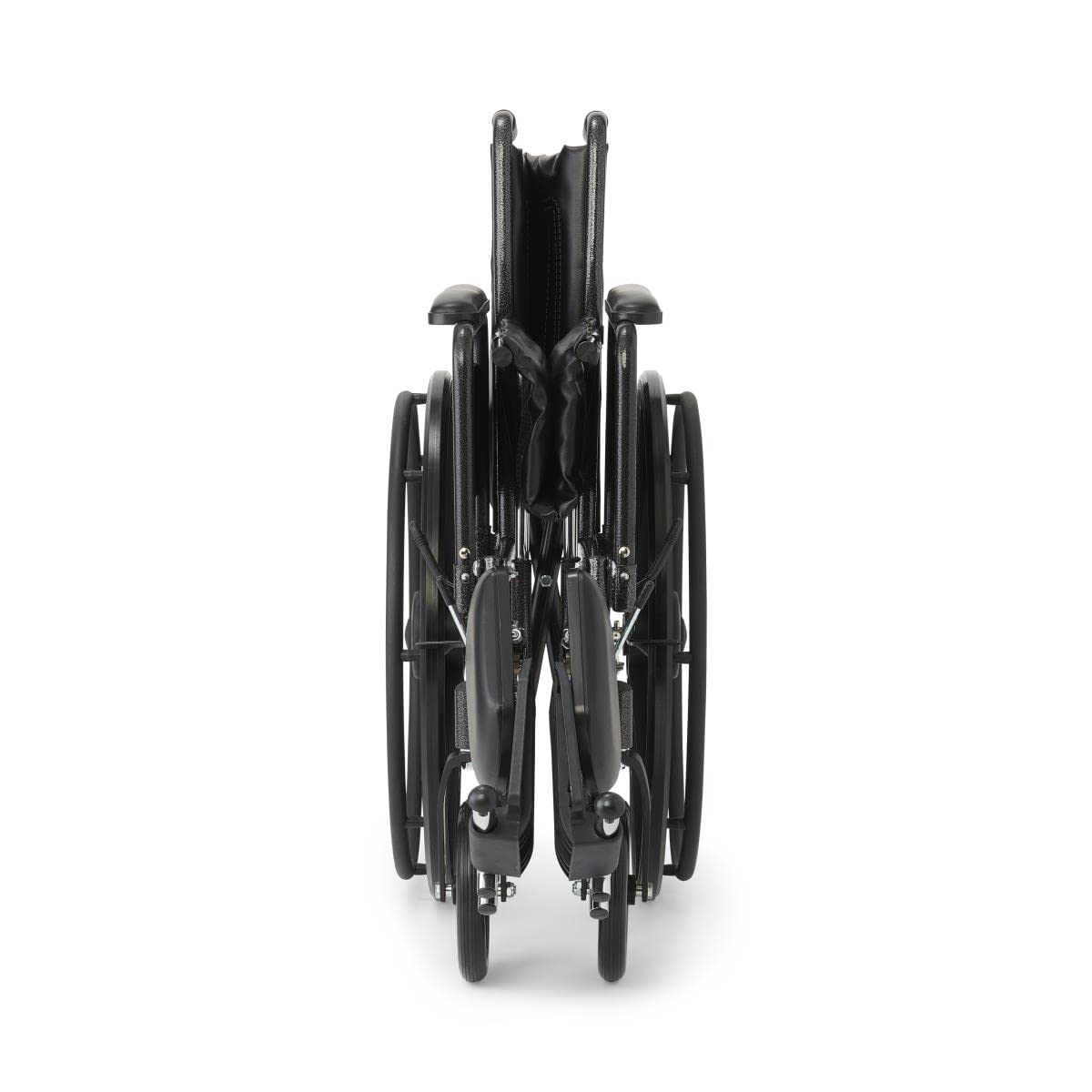 Vinyl Wheelchair with Full-Length Arms and Elevating Leg Rests, 18-Inch Wide Seat, Black E785778