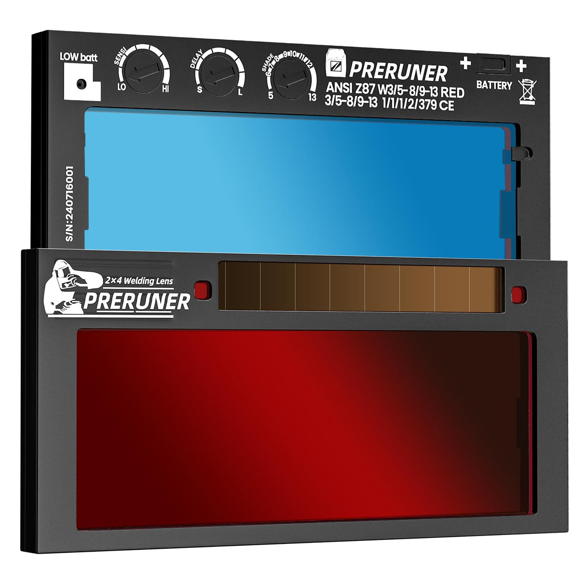 Red Shade 5-13 Auto Darkening Welding Lens 2x4-1/4 V322043