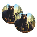 Set of 2 Black Bear Car Coasters V350769