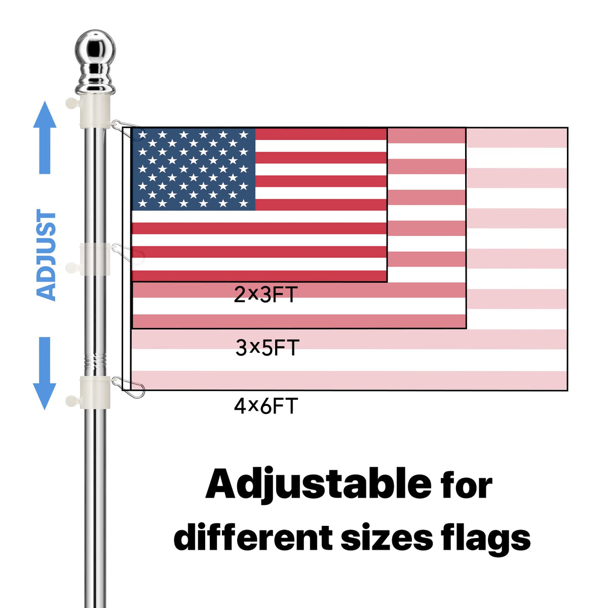 Silver Stainless Steel 5 FT Flag Pole E85066