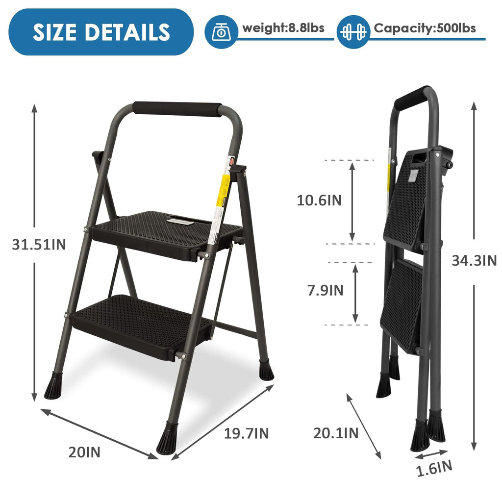 2 Step Ladder 500lbs Capacity O853622