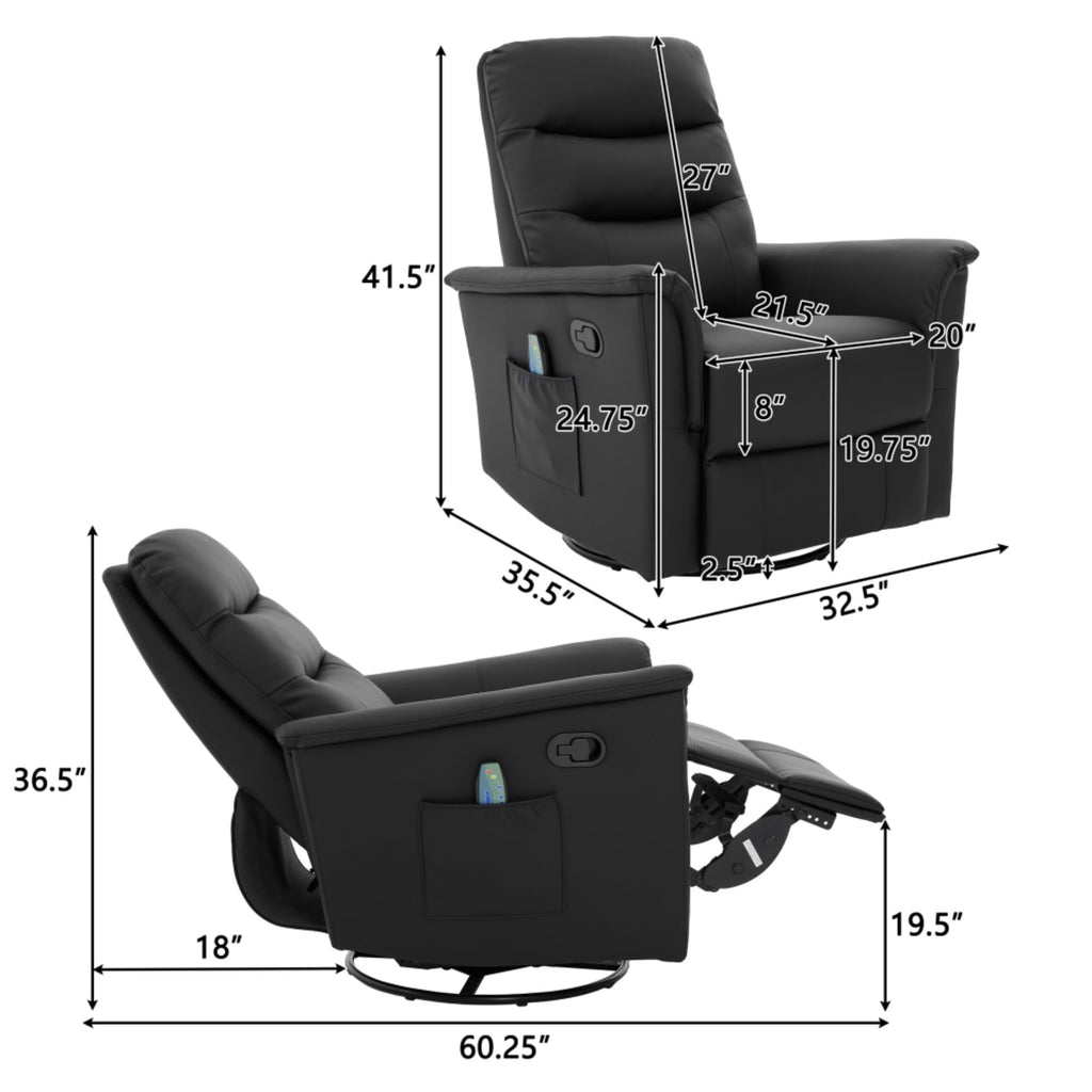 Black Boucle Swivel Rocker Glider Lounge Chair D20786