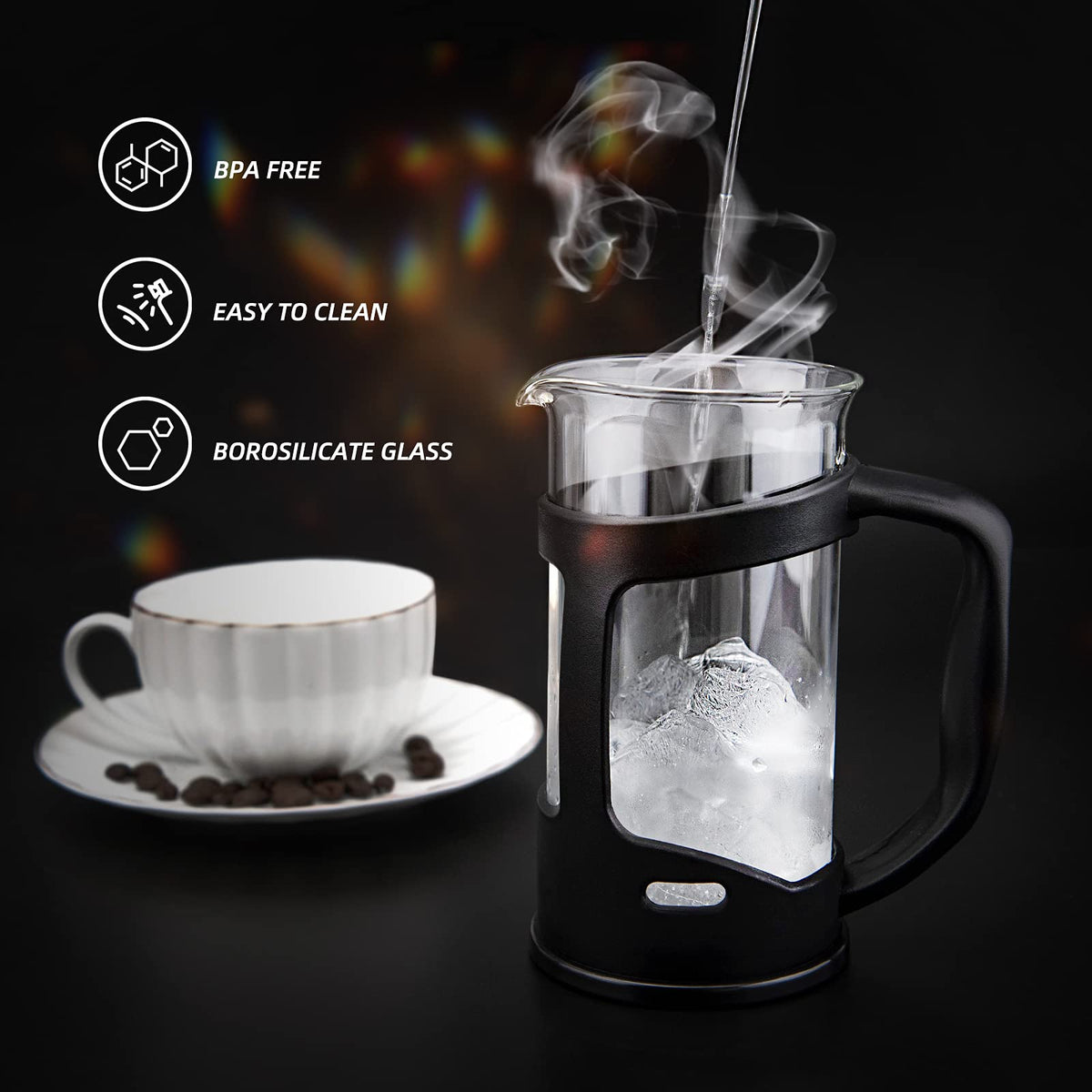 Mini French Press Coffee Maker, 1 Cup, 12oz, Stainless Steel Filter M73933