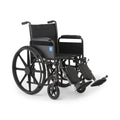 Vinyl Wheelchair with Full-Length Arms and Elevating Leg Rests, 18-Inch Wide Seat, Black E785778