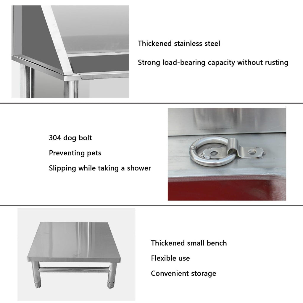 Stainless Steel Dog Washing Station with Sliding Door D4812