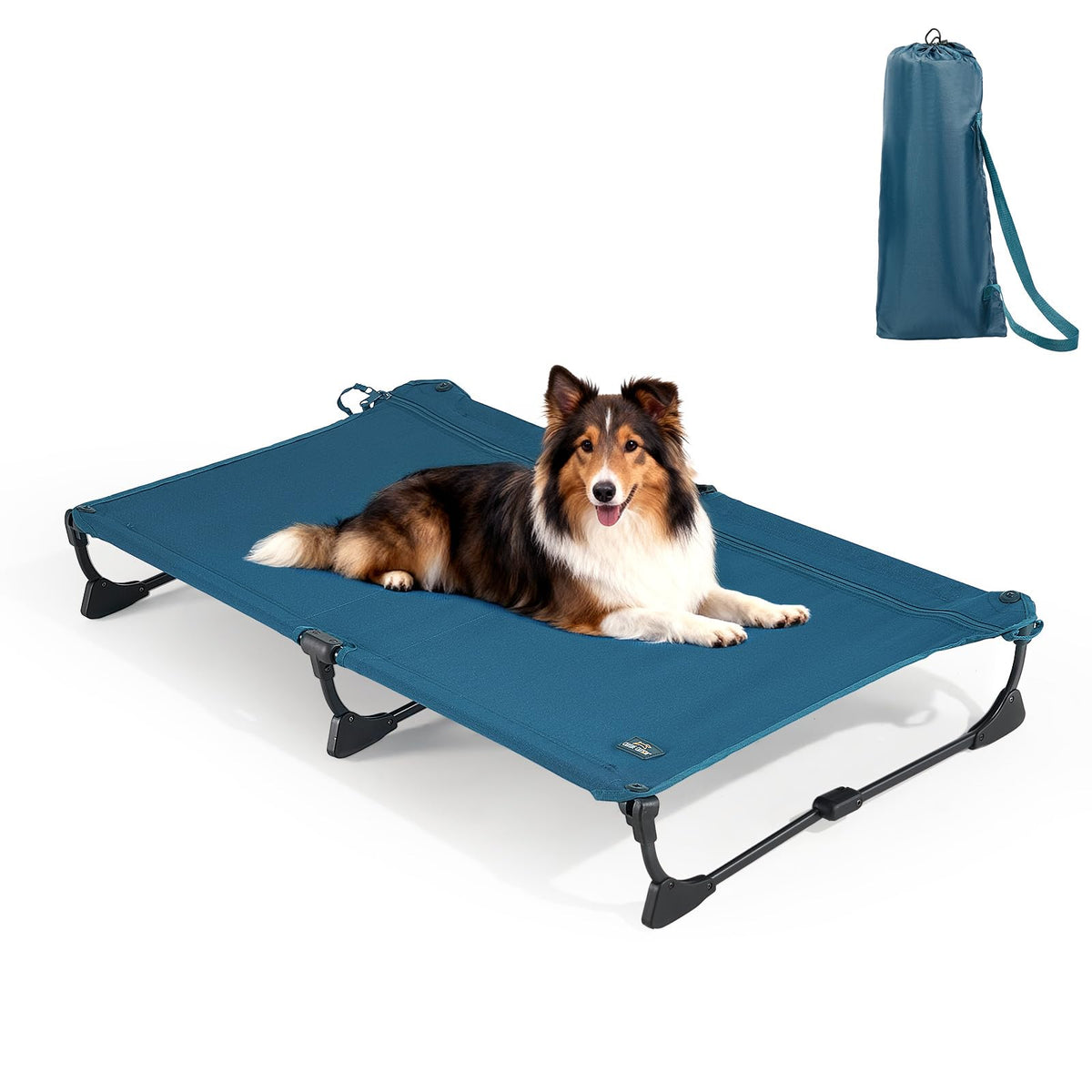 Large Elevated Dog Cot with Non-Slip Feet, Dark Blue B442