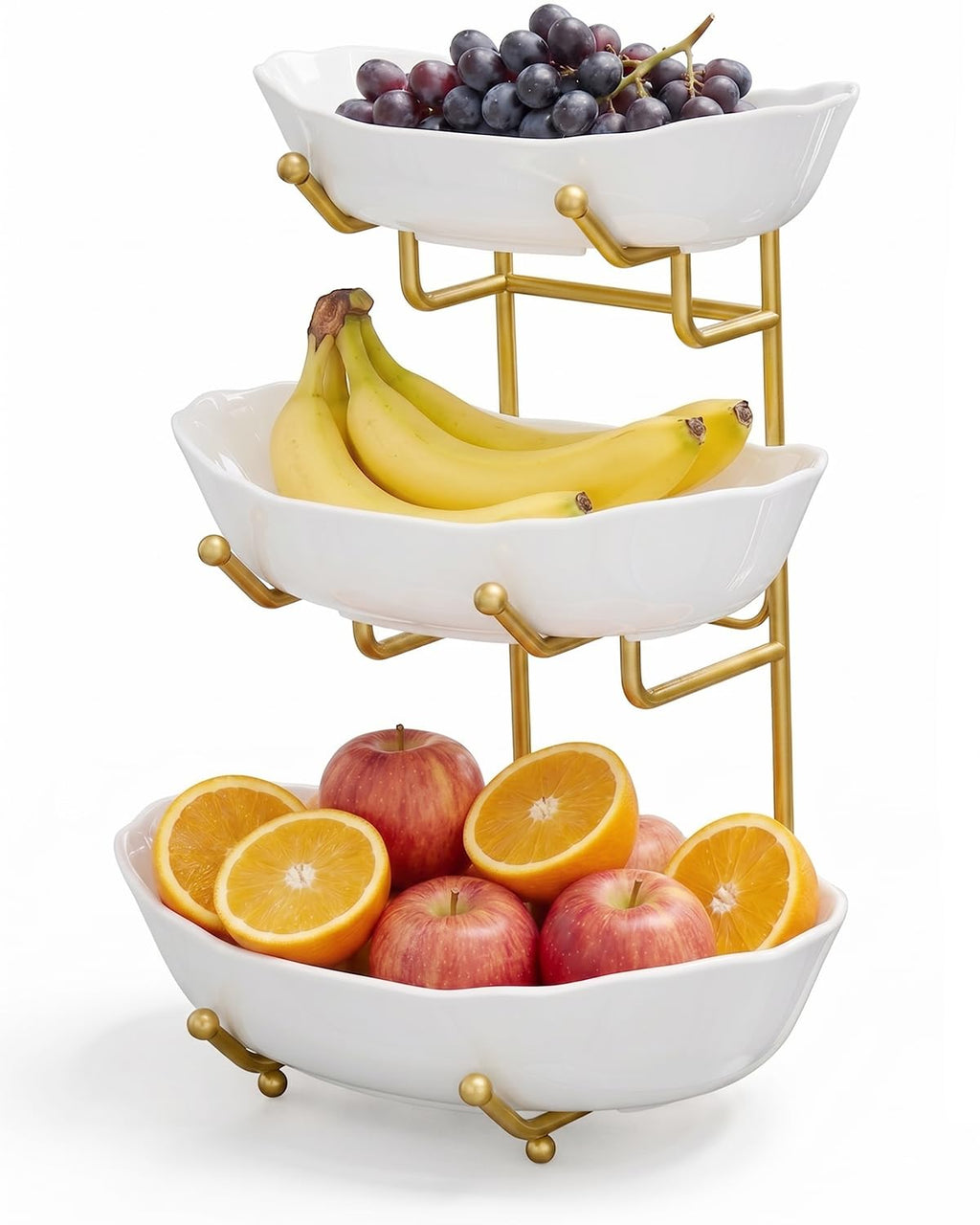 3 Tier Ceramic Fruit Bowl with Stand N6007