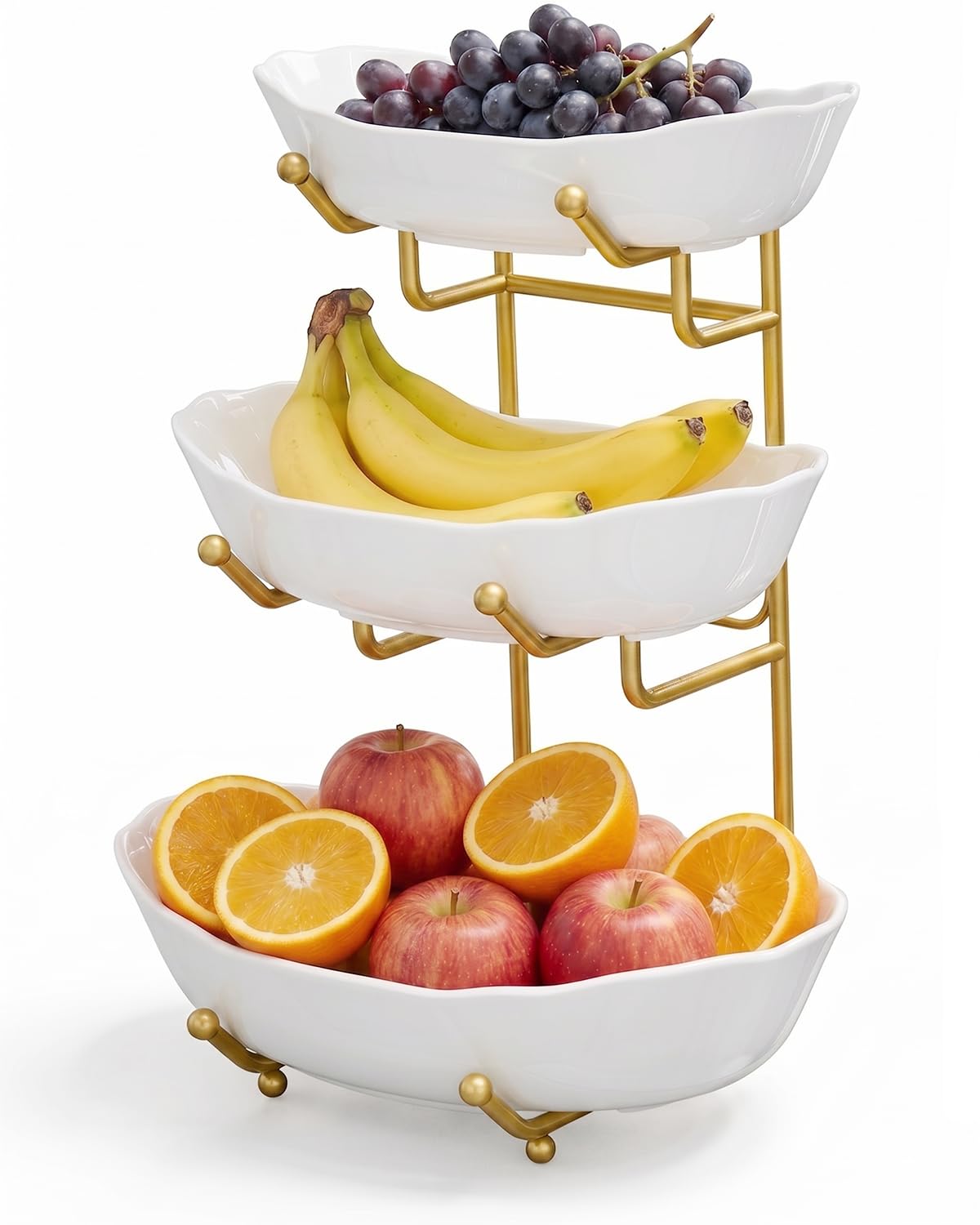 3 Tier Ceramic Fruit Bowl with Stand N6007