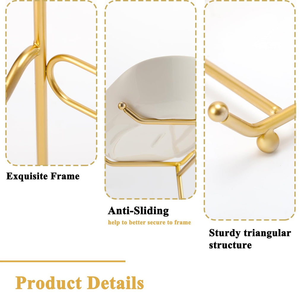 3 Tier Ceramic Fruit Bowl with Golden Metal Stand L677