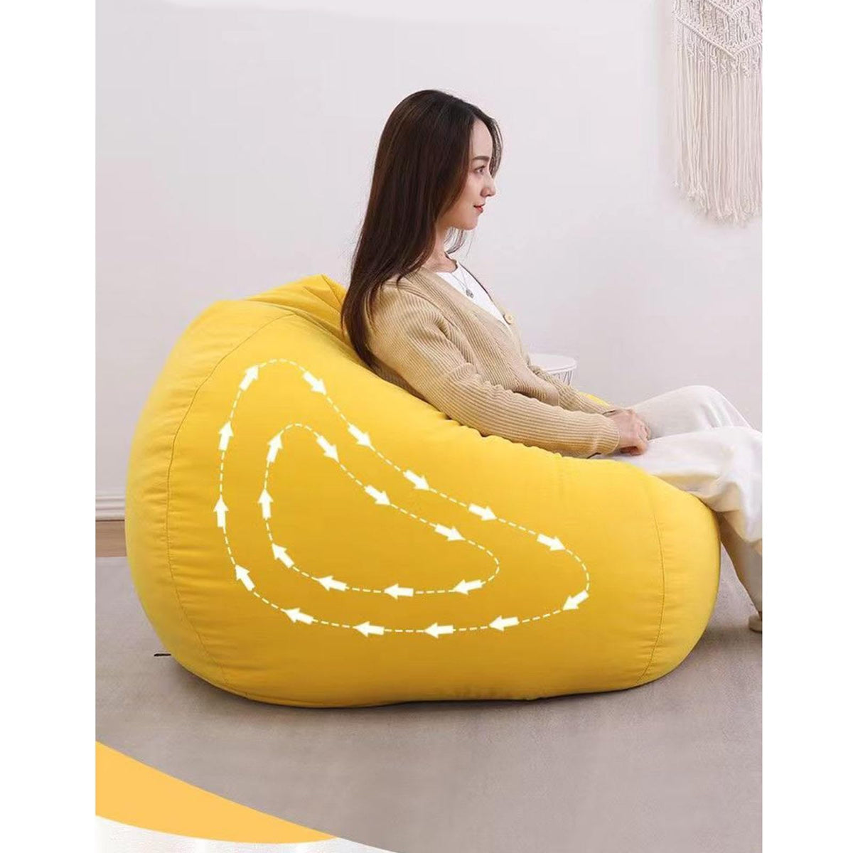 Yellow Large Bean Bag Chair Cover I79638