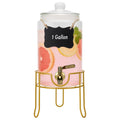 1 Gallon Glass Beverage Dispenser with Glass Airtight Lid and Stainless Steel Spigot E95434