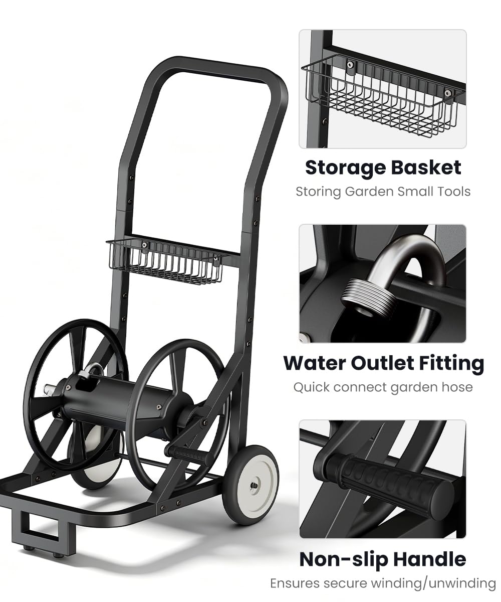 Garden Hose Reel Cart with Wheels D411