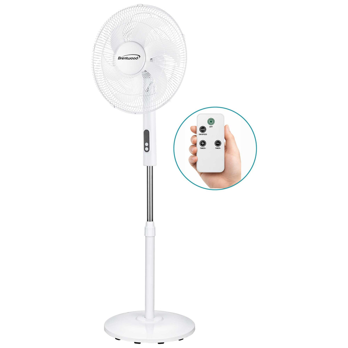 16” Oscillating Stand Fan with Remote, White C675295