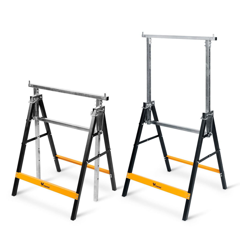 Metal Saw Horses 2 Pack Folding Heavy Duty 880 lbs Adjustable E993062