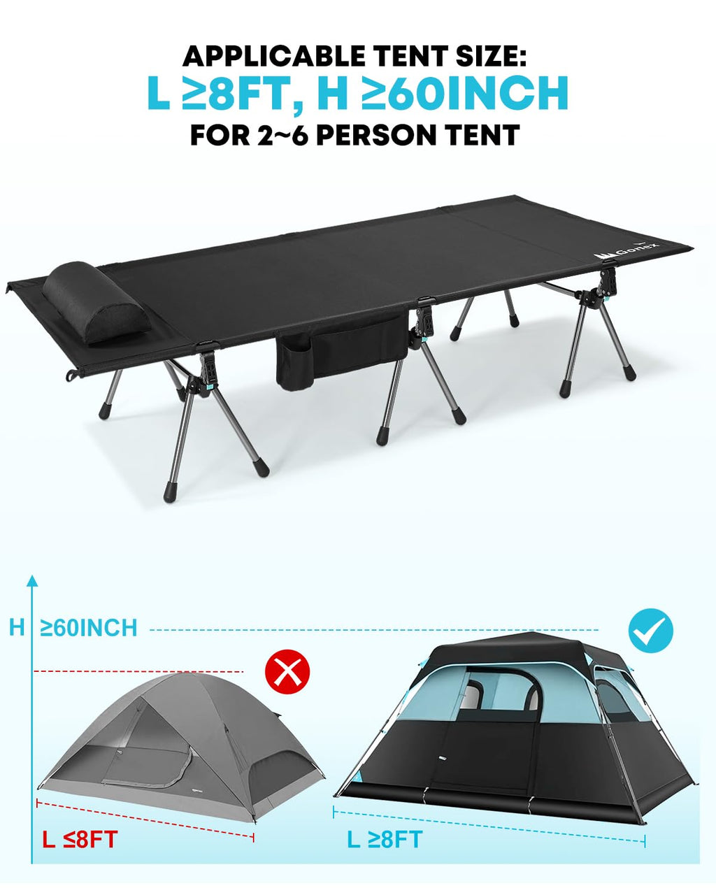 31" Adjustable Height Camping Cot K835439