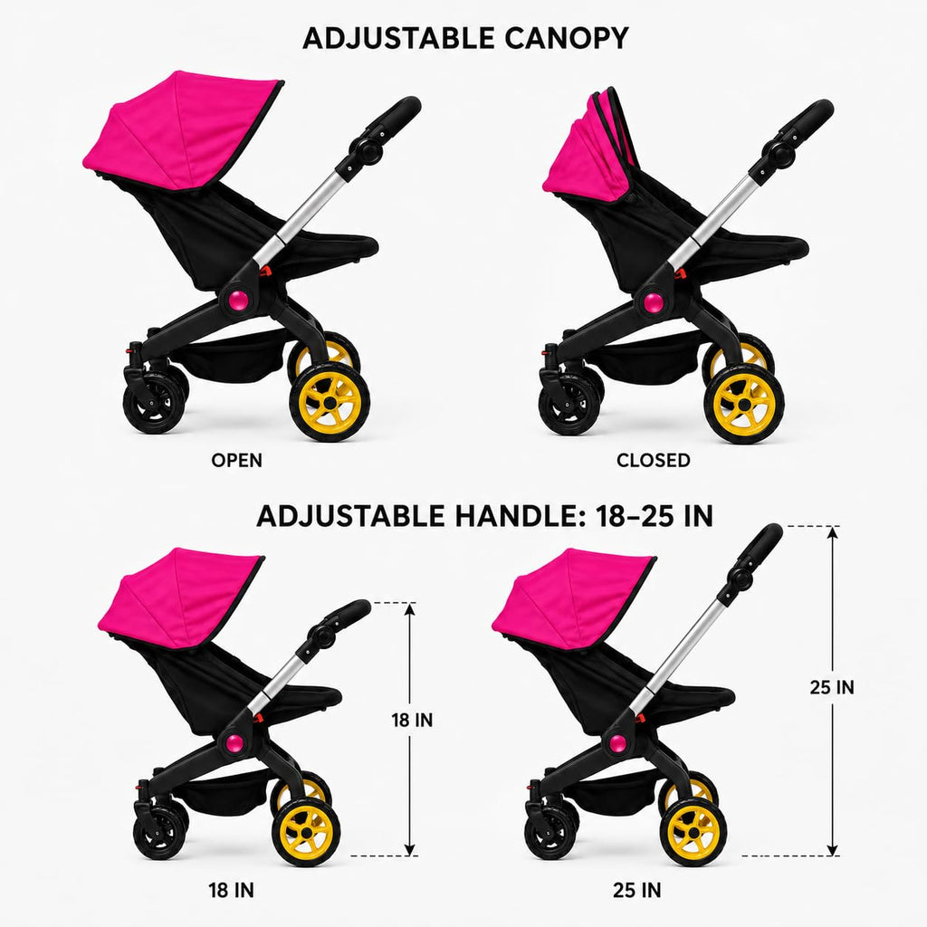 Pink Convertible 2 in 1 Doll Stroller and Car Seat P53751