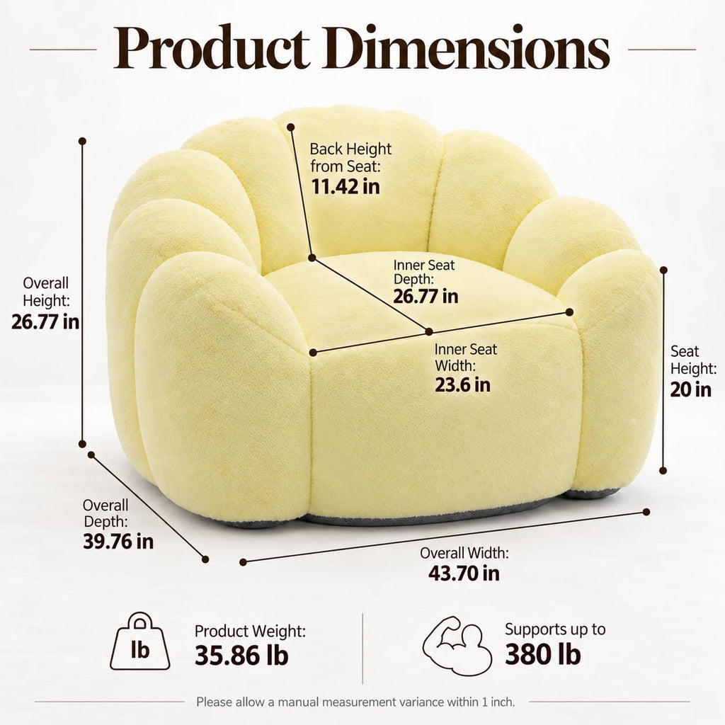 Yellow Memory Foam Bean Bag Chair F3569