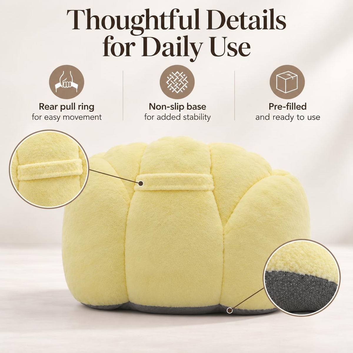 Yellow Memory Foam Bean Bag Chair F3569
