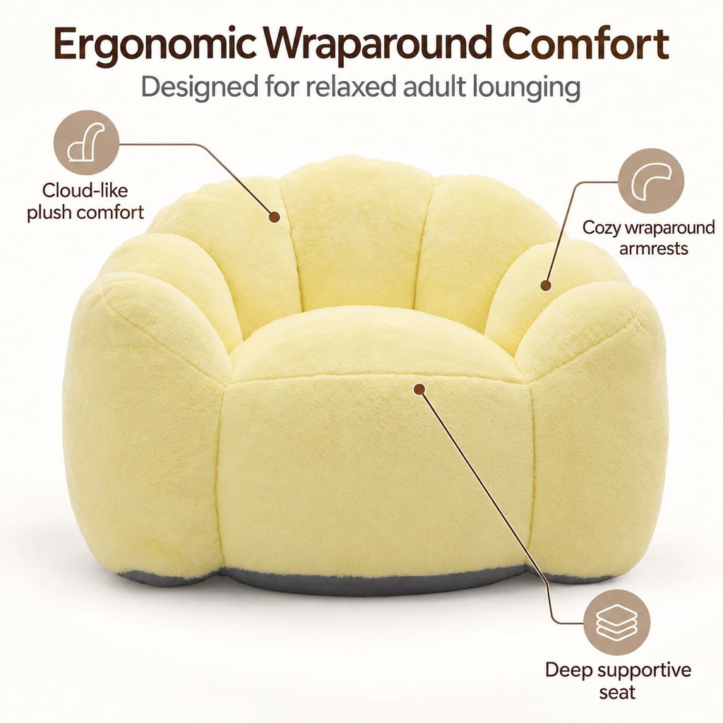 Yellow Memory Foam Bean Bag Chair F3569