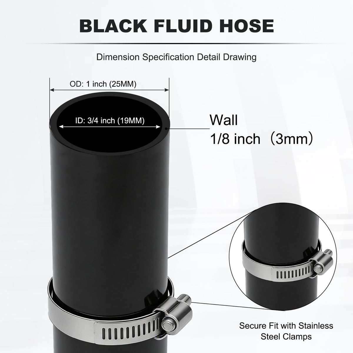 3/4 Inch ID x 100ft PVC Hose with 4 Stainless Steel Hose Clamps V2689