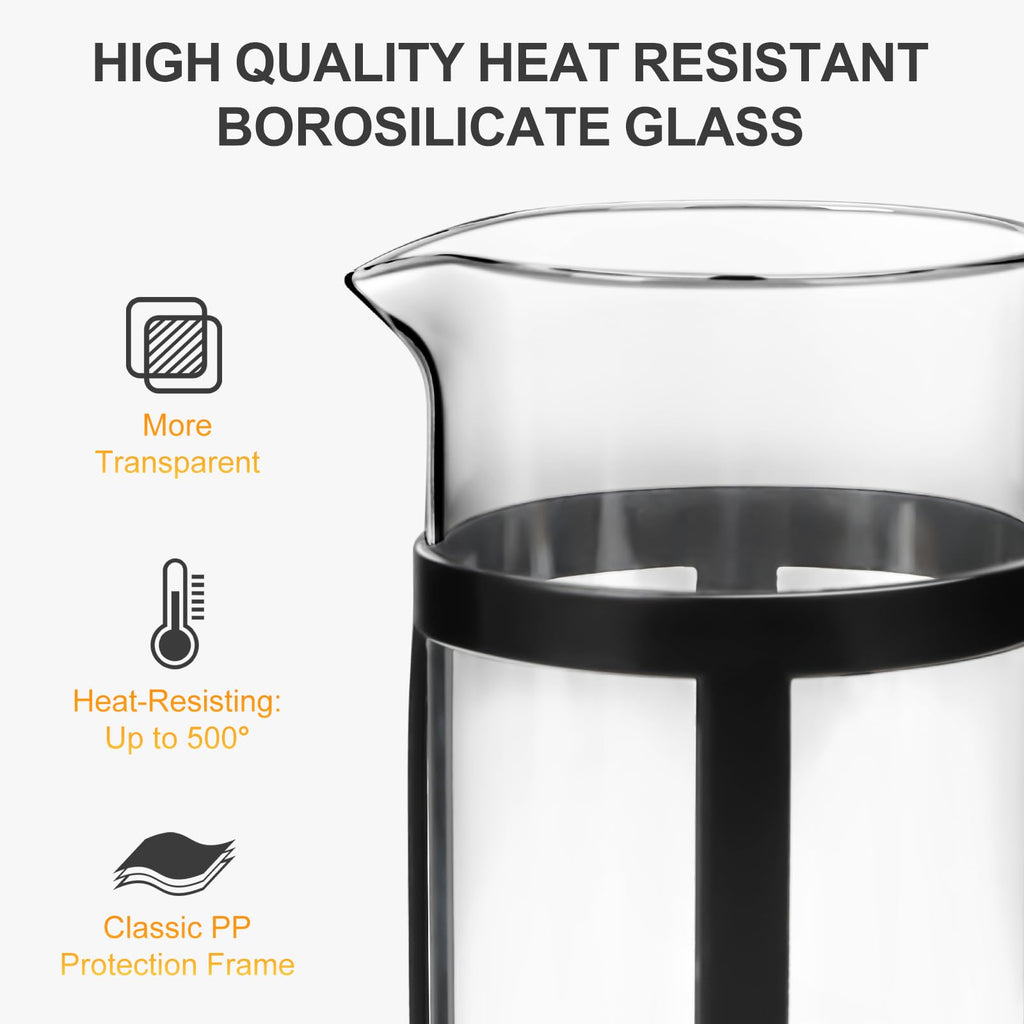 12OZ Glass Stainless Steel French Press Coffee Maker D58120