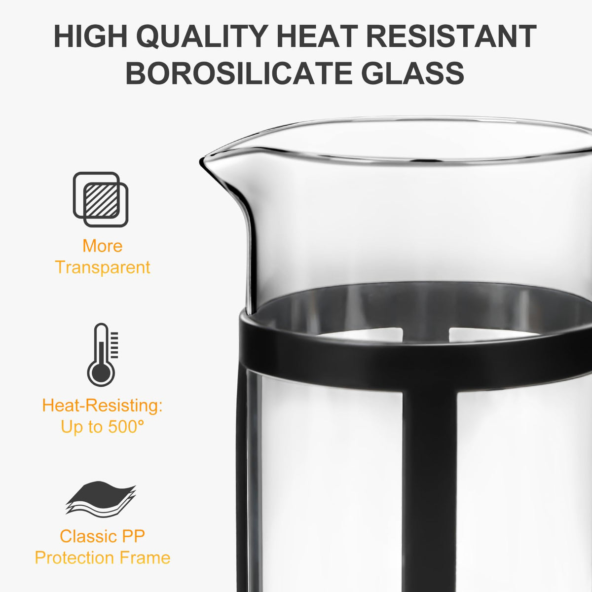 12OZ Glass Stainless Steel French Press Coffee Maker D58120