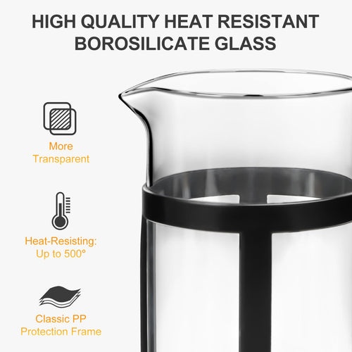 12OZ Glass Stainless Steel French Press Coffee Maker D58120