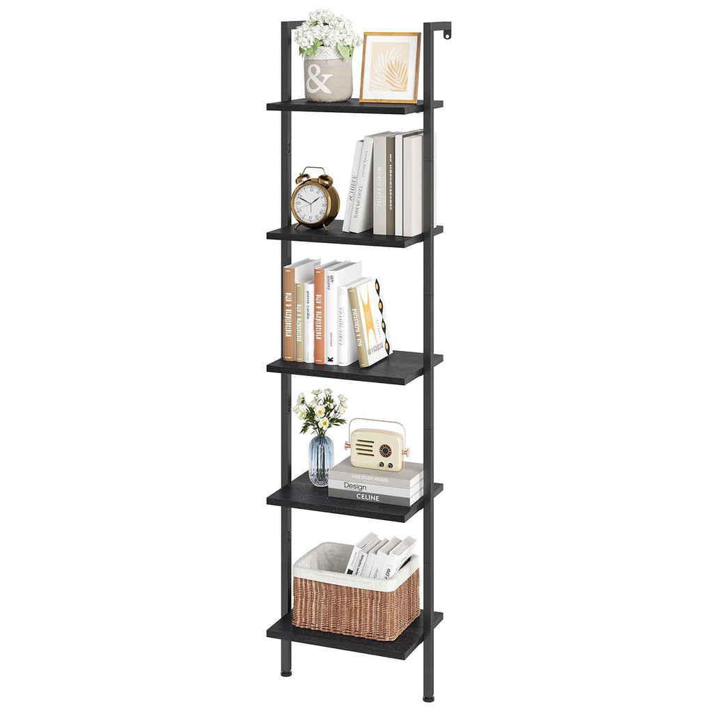 5-Tier Wood Wall Mounted Ladder Bookshelf F133