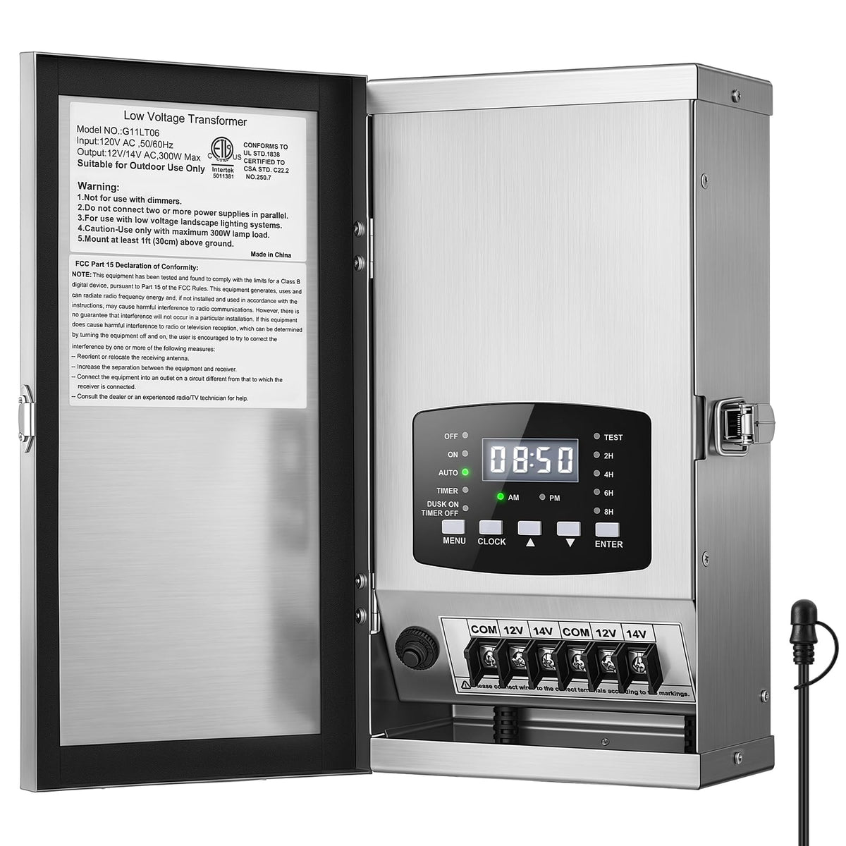 300W Low Voltage Landscape Transformer with Timer & Photocell Sensor M7273