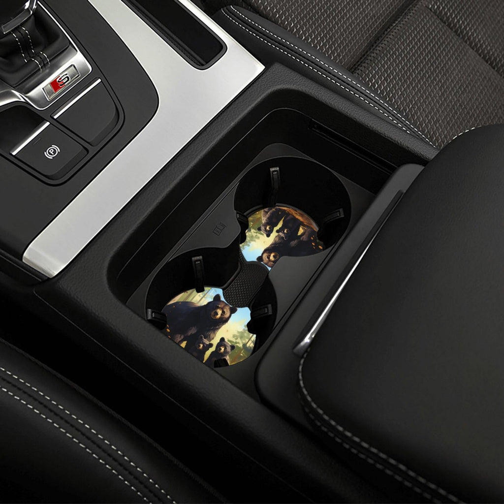 Set of 2 Black Bear Car Coasters V350769