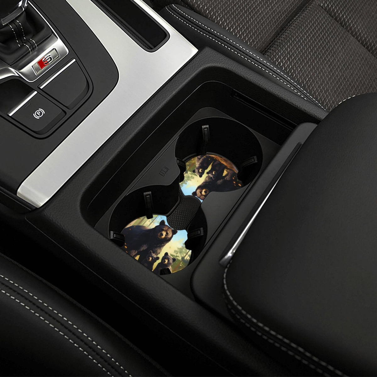 Set of 2 Black Bear Car Coasters V350769