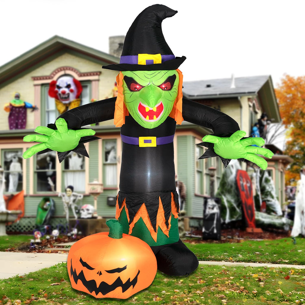 8FT Inflatable Witch Decorations with LED Lights V1312