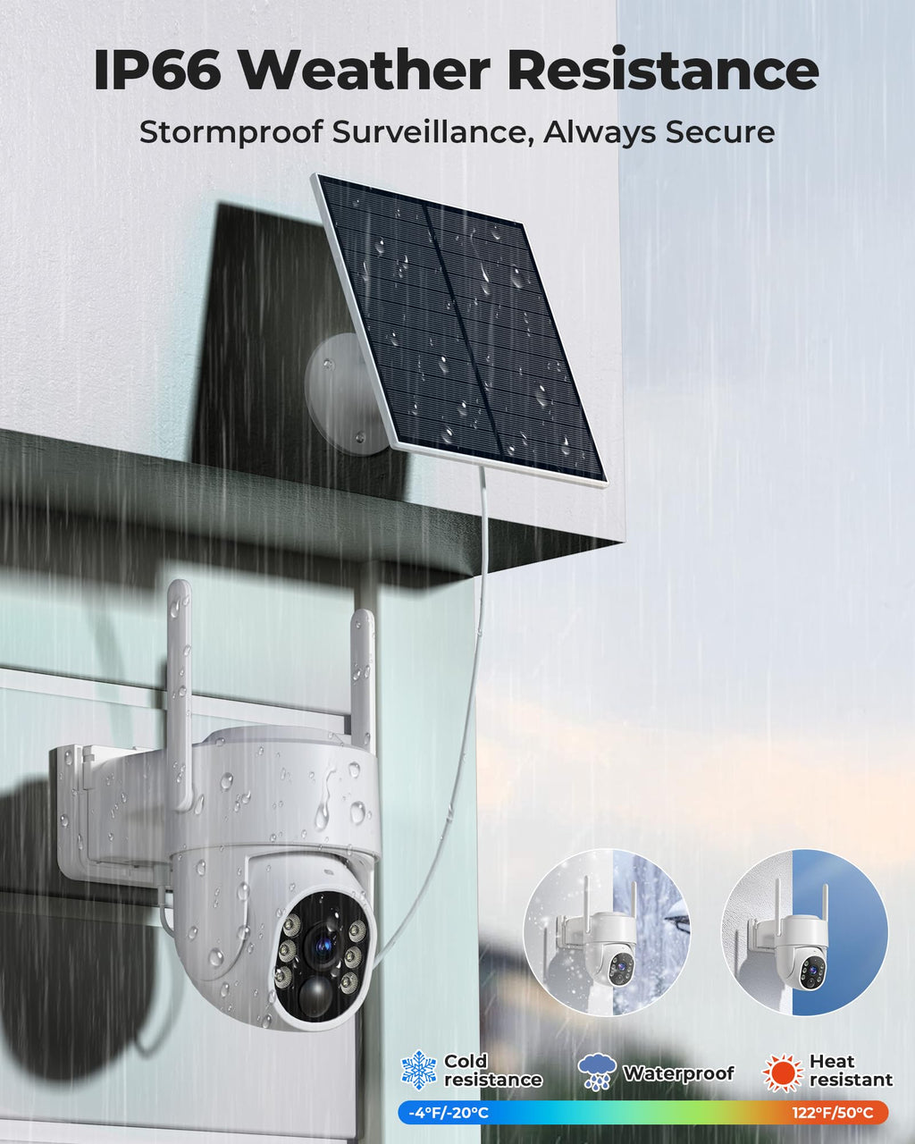 Wireless Outdoor Security Cameras 4MP Solar Powered 360°PTZ D635622