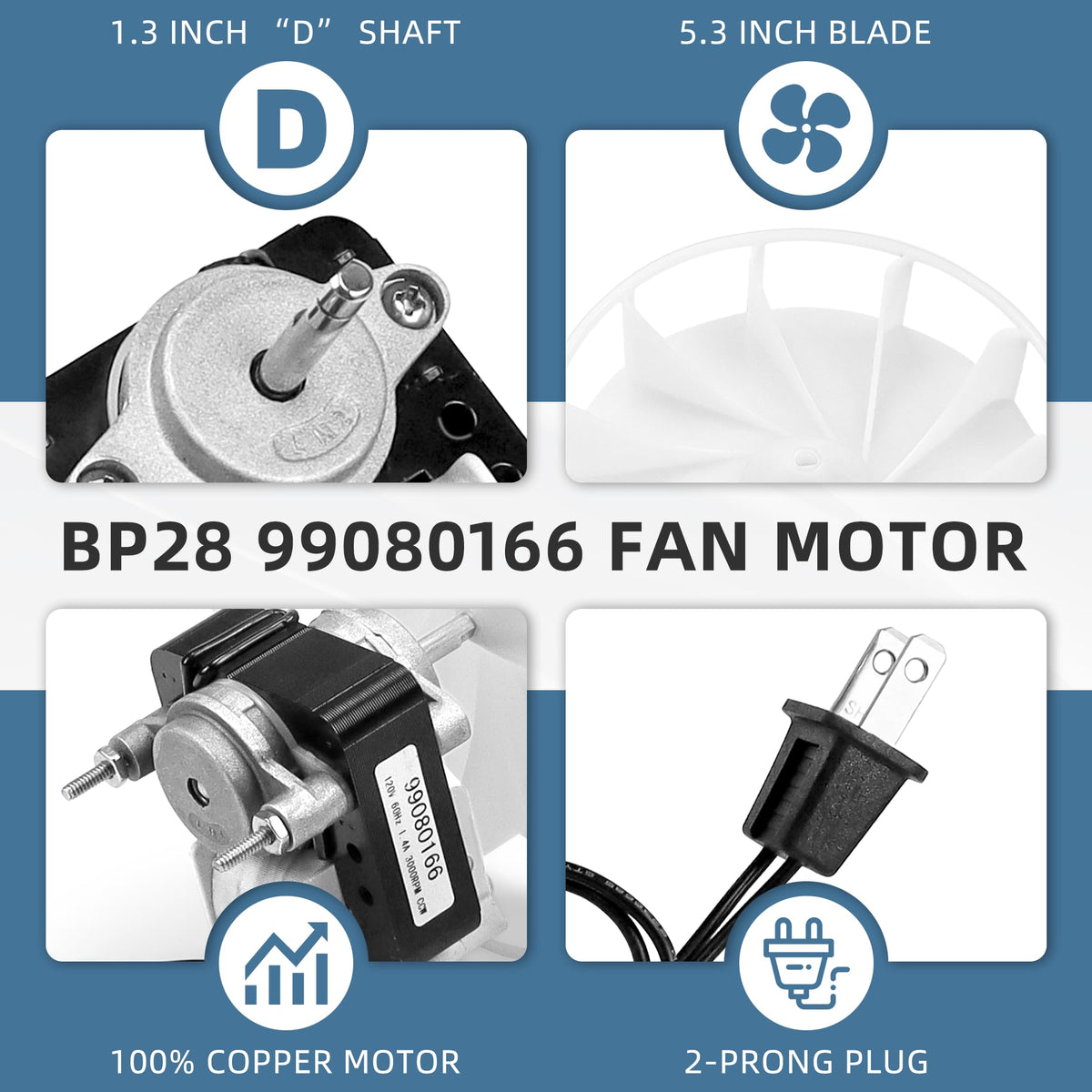 Bathroom Vent Bath Fan Motor Kit Replacement 70cfm 1.4 Amp 120V Q50553
