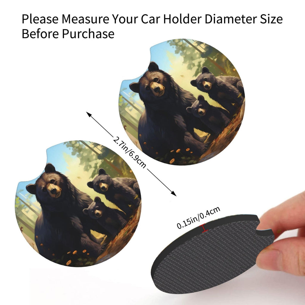 Set of 2 Black Bear Car Coasters V350769