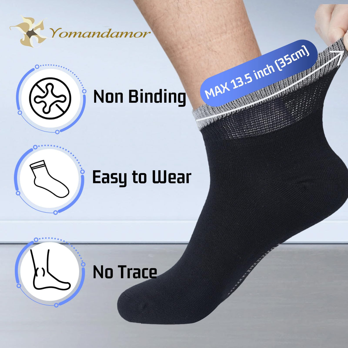 Men's Diabetic Ankle Socks with Seamless Toe, 6 Pairs L Size P9249
