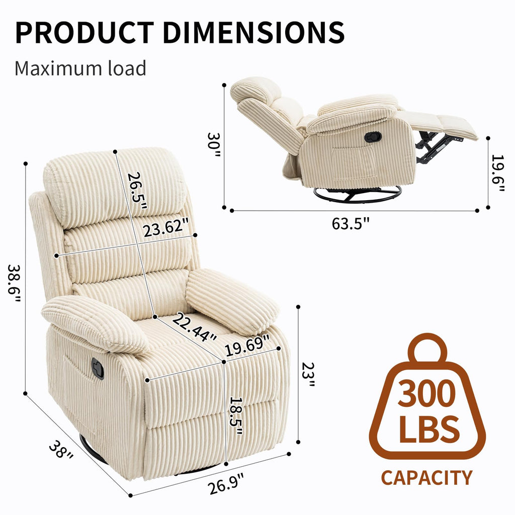 Beige Velvet Rocking Recliner Chair with Side Pocket N402