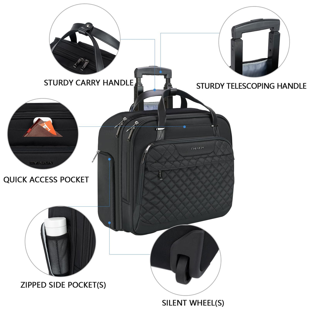 Rolling Laptop Bag 15.6 Inch Black H7308
