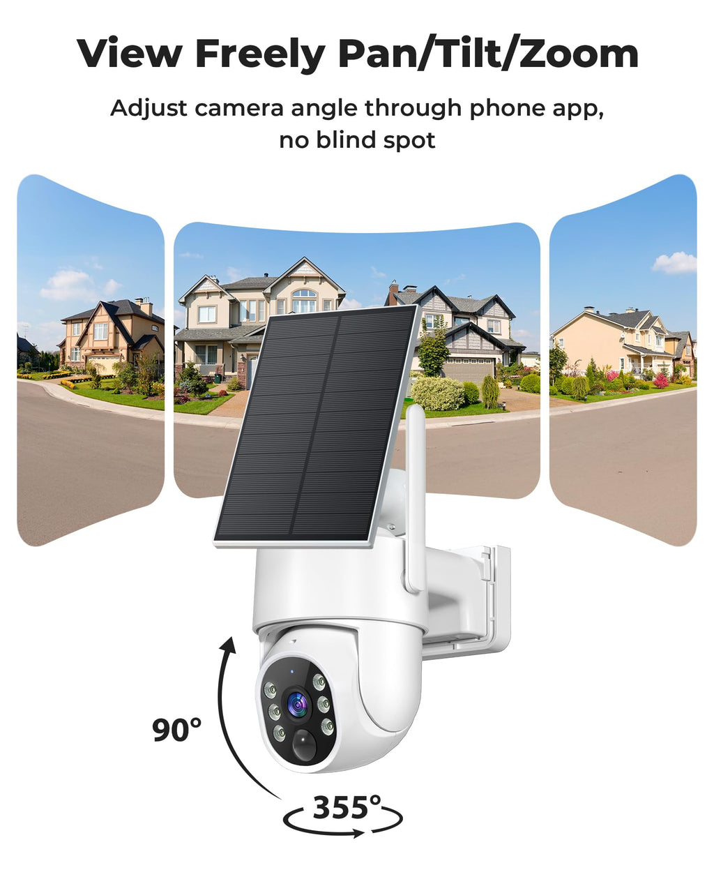 Wireless Outdoor Security Cameras 4MP Solar Powered 360°PTZ D635622