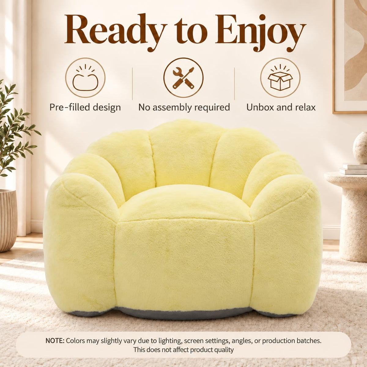 Yellow Memory Foam Bean Bag Chair F3569