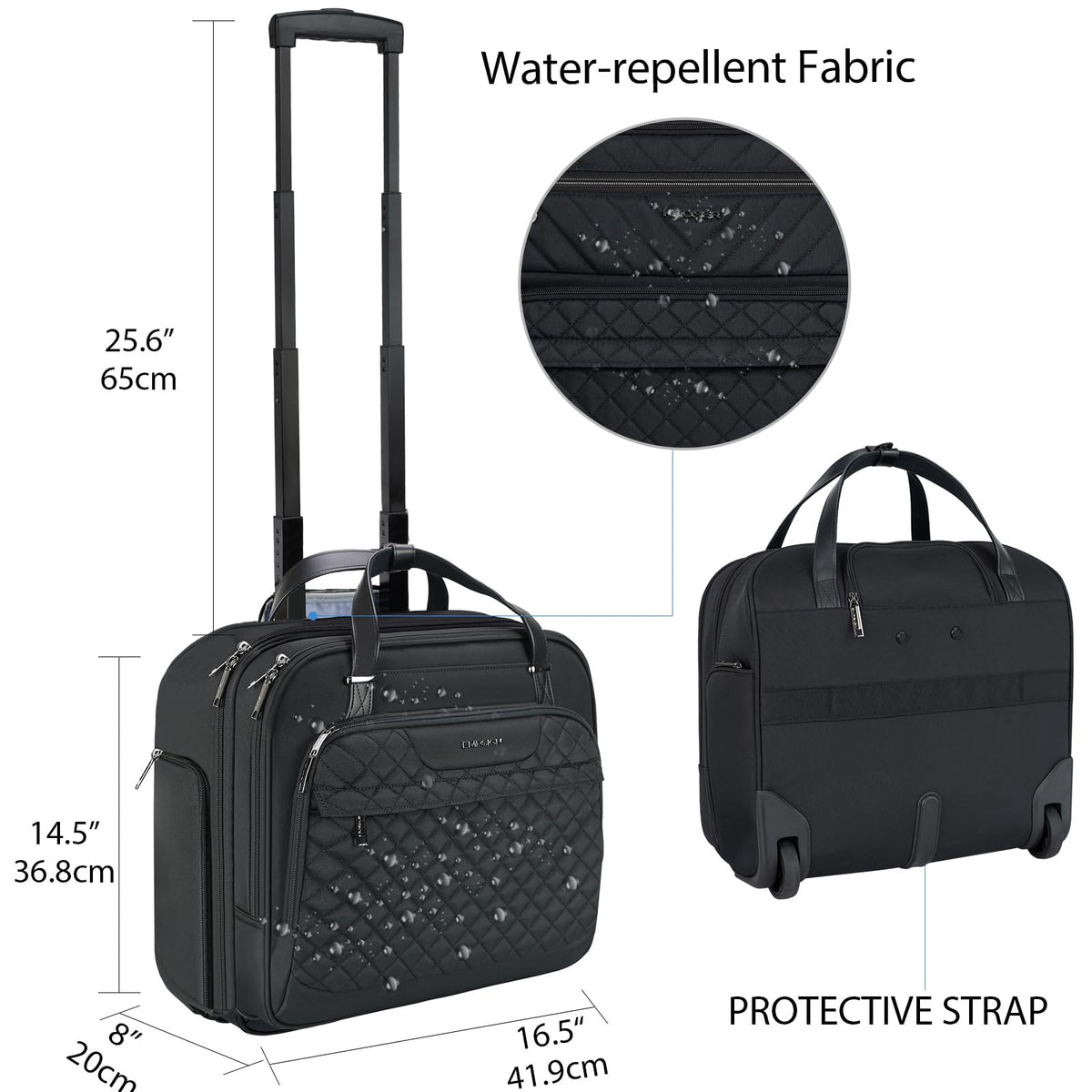 Rolling Laptop Bag 15.6 Inch Black H7308