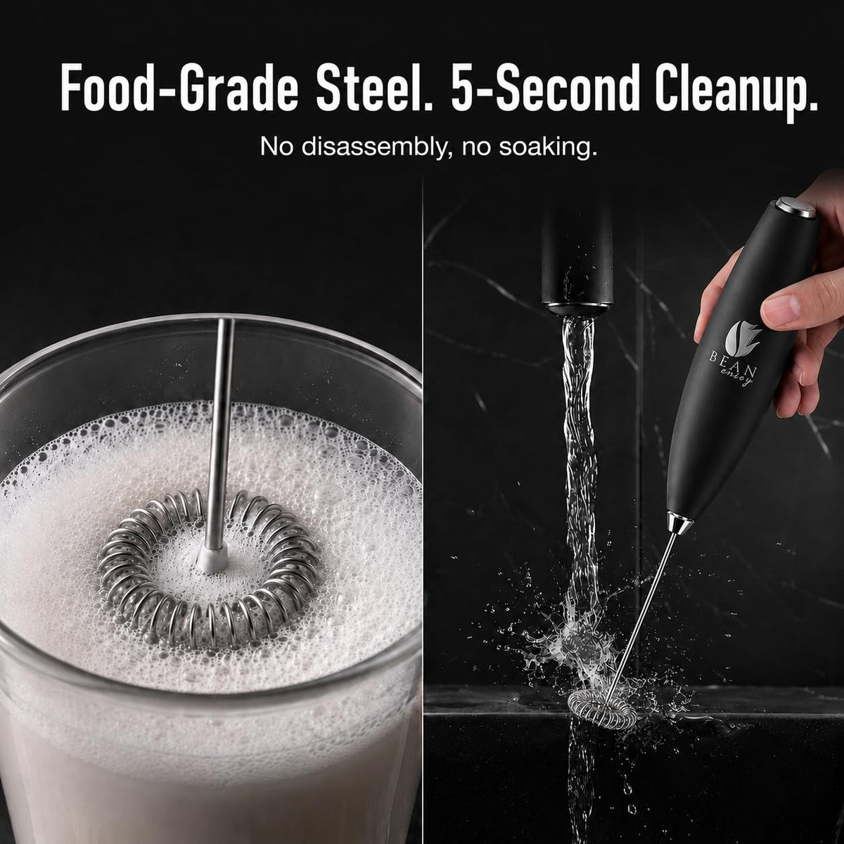 Black Handheld Milk Frother E1832