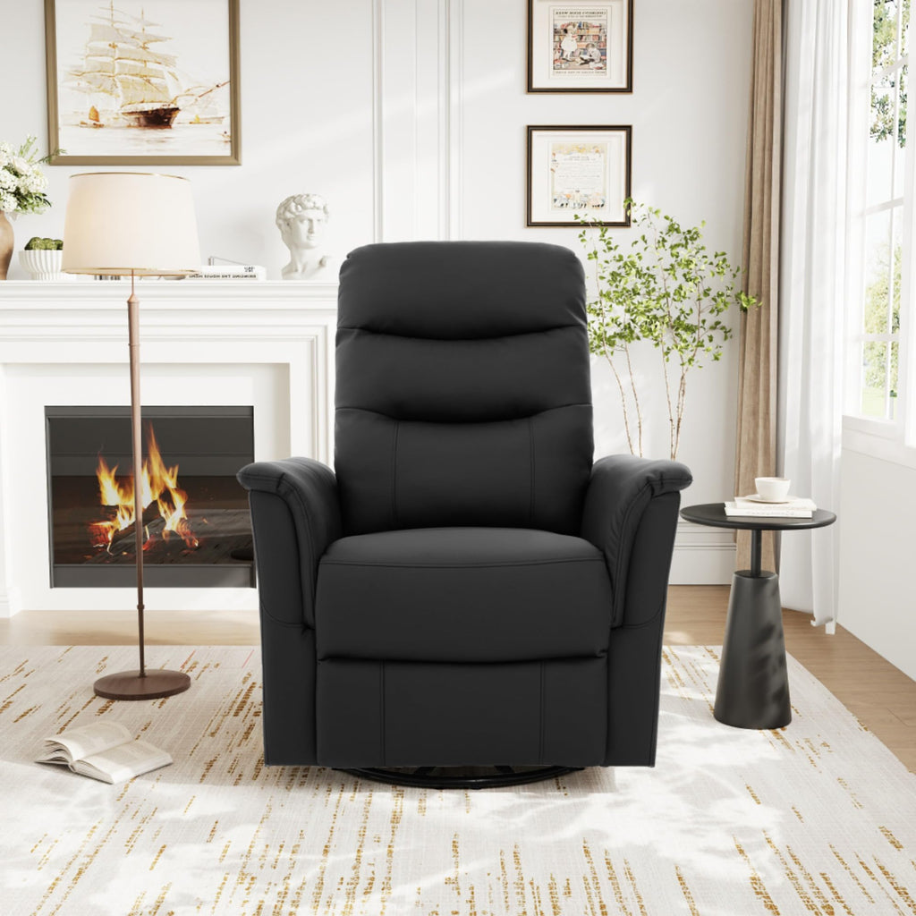 Black Boucle Swivel Rocker Glider Lounge Chair D20786