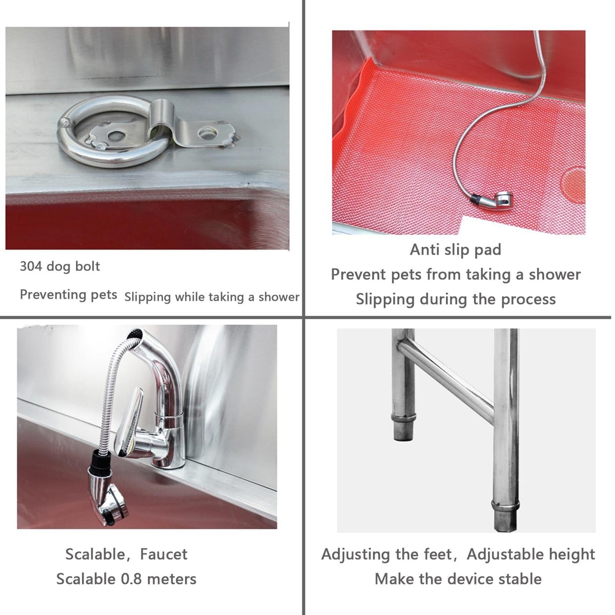 Stainless Steel Dog Washing Station with Sliding Door D4812